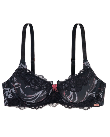 Dorina D000056 Black Floral Fantasy Push Up Underwire Bra myselflingerie.com